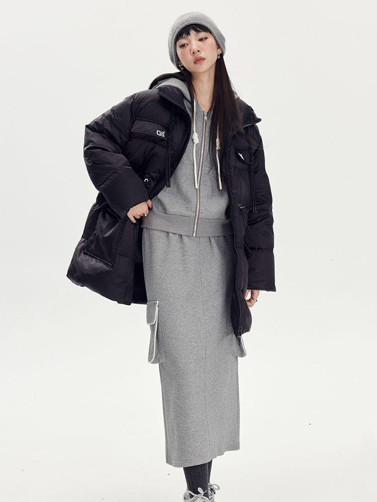 Sweat Casual Hoodie Parka＆Long-Skirt