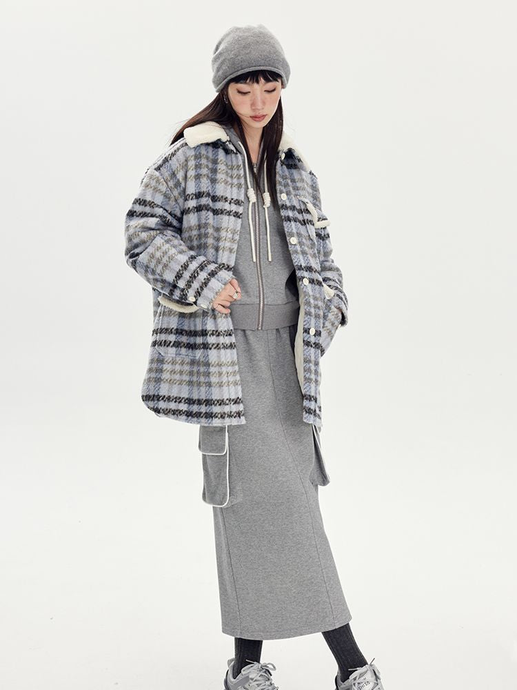 Sweat Casual Hoodie Parka＆Long-Skirt