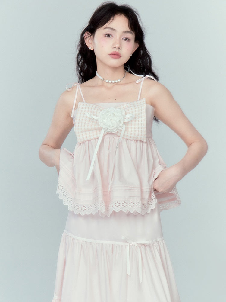 Ribbon Puffy Short Camisole ï¼?Ribbon Cake Skirt