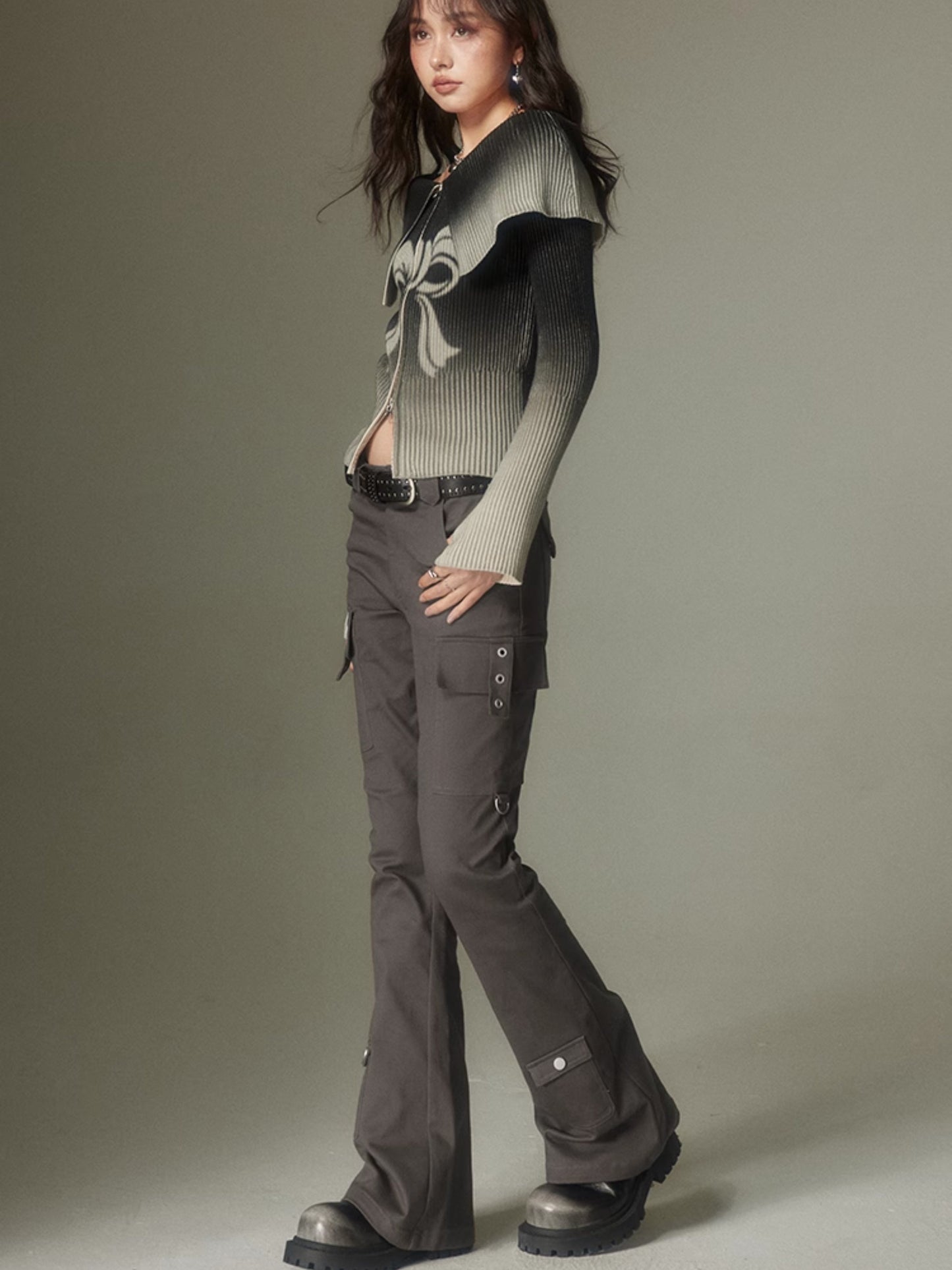 Flap Pocket Design Micro-flared Pants