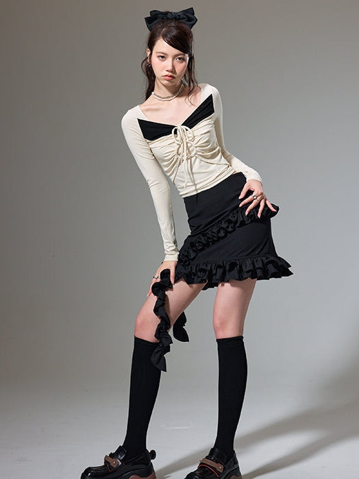 Square Neck Tight-fitting Long-sleeved Bottoming Shirt