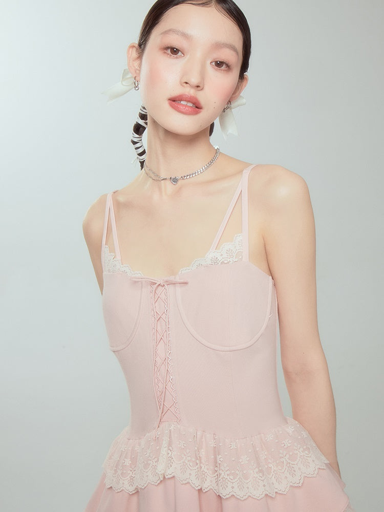 Lace Ballet Suspender Dress ï¼?Sleeve Top