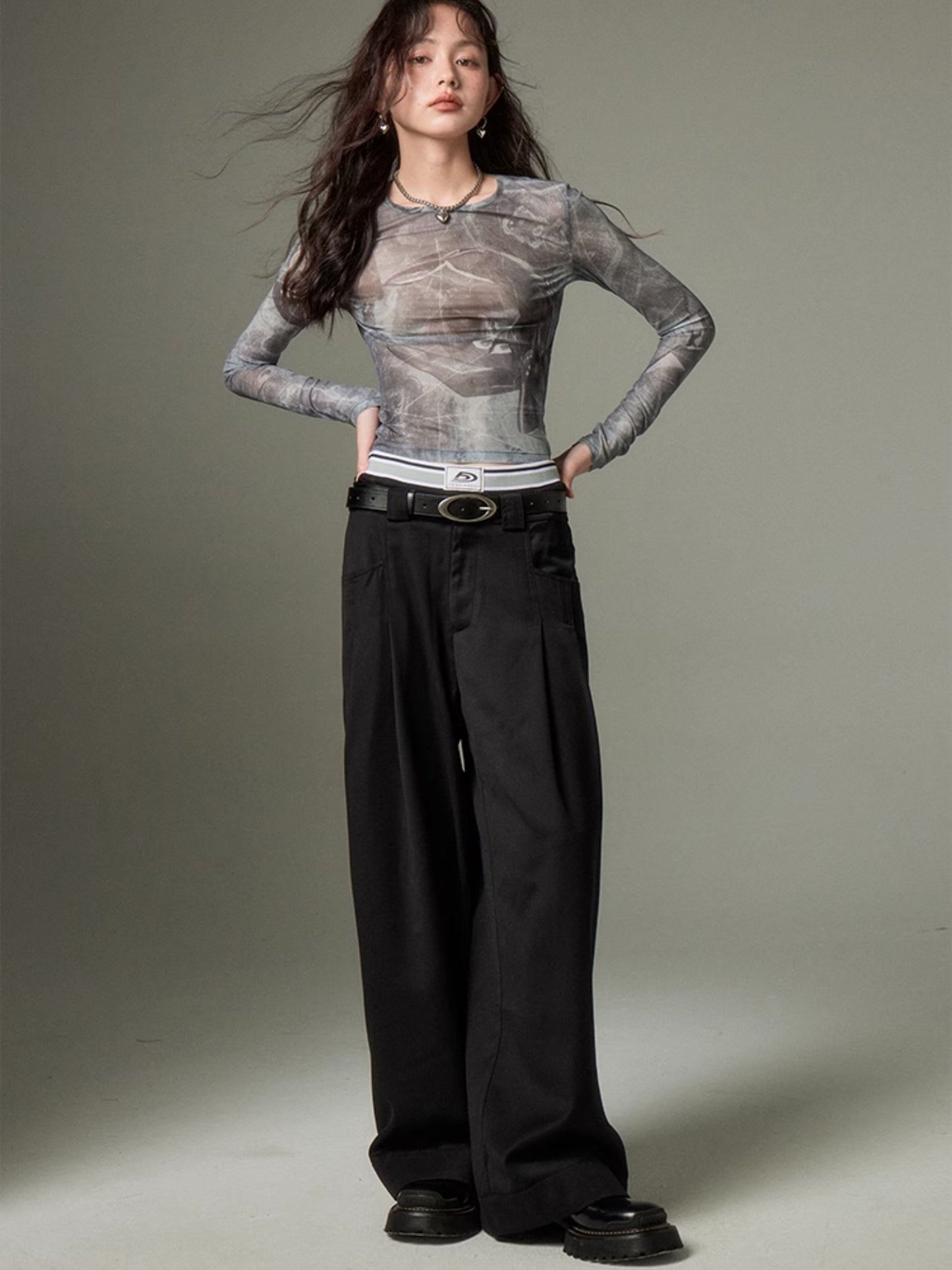 Double Waist Wide Leg Pants