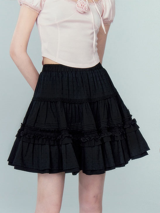 Jacquard Lace Cake Puffy Skirt