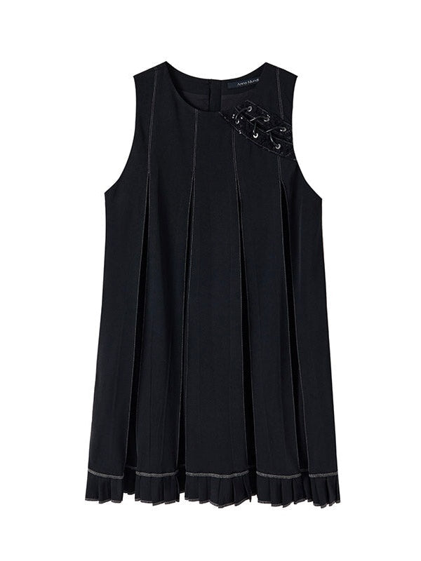 Pleated Sleeveless One-piece