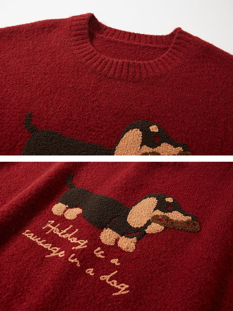 Dog Lazy Round Neck Pullover Sweater