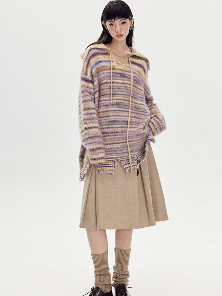 Woolen Pleated Skirt