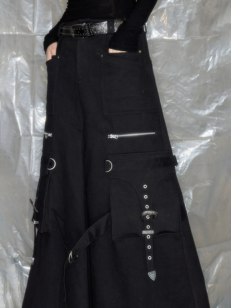 Metal Design Work Long Skirt