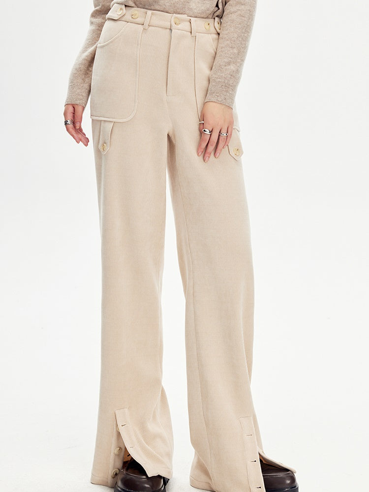 Ankle Slit Corduroy Trousers