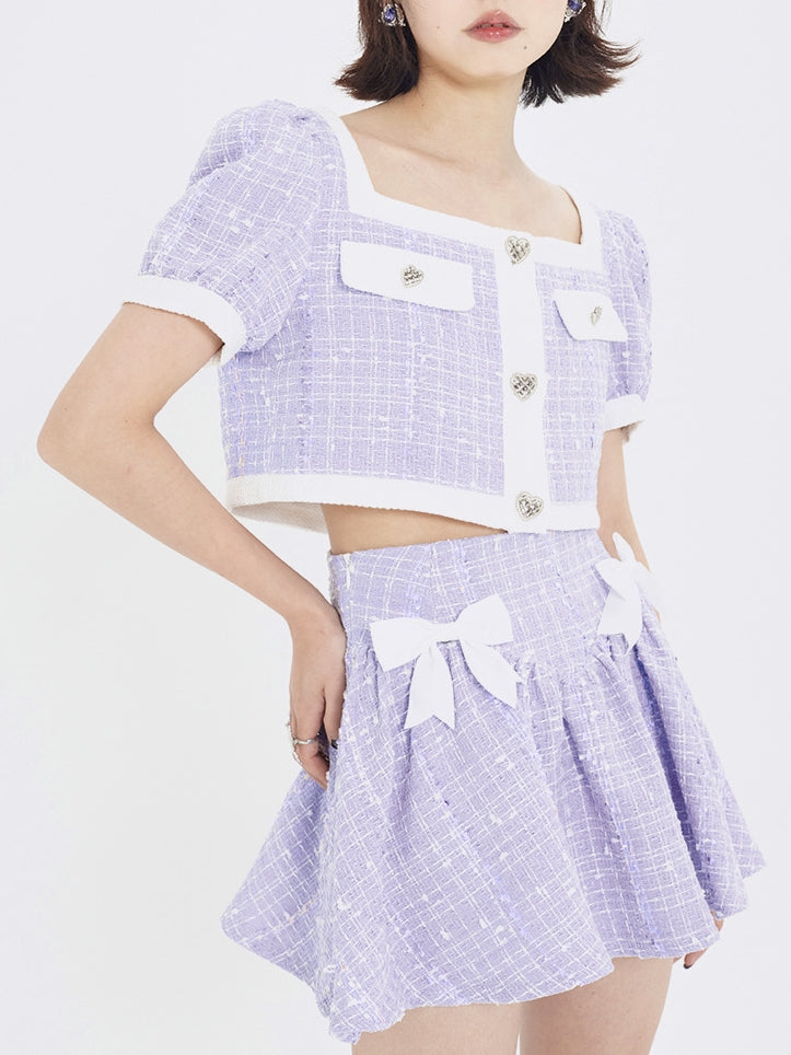 Fragrance Square Collar Jacket & A-Line Skirt