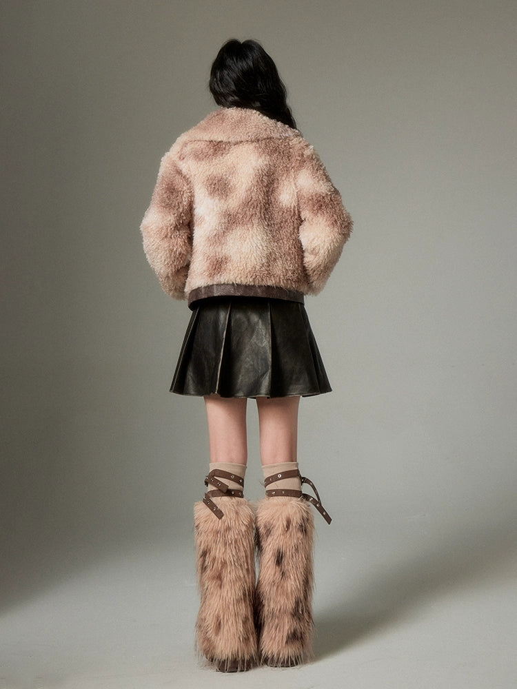 Marble Color Short Fur Jacket