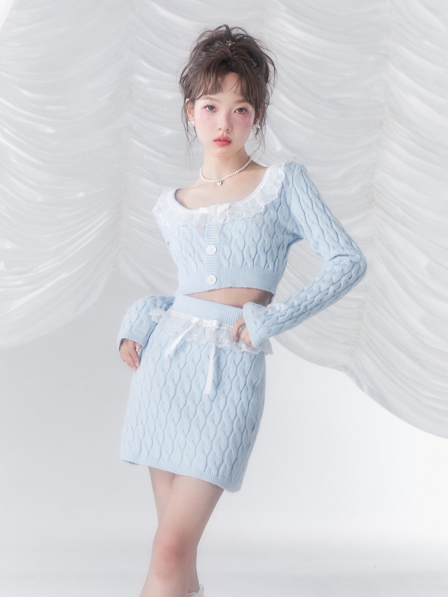 Cable Short Knitted Top ï¼?Skirt