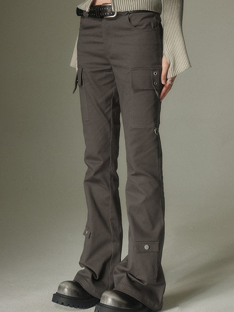 Flap Pocket Design Micro-flared Pants