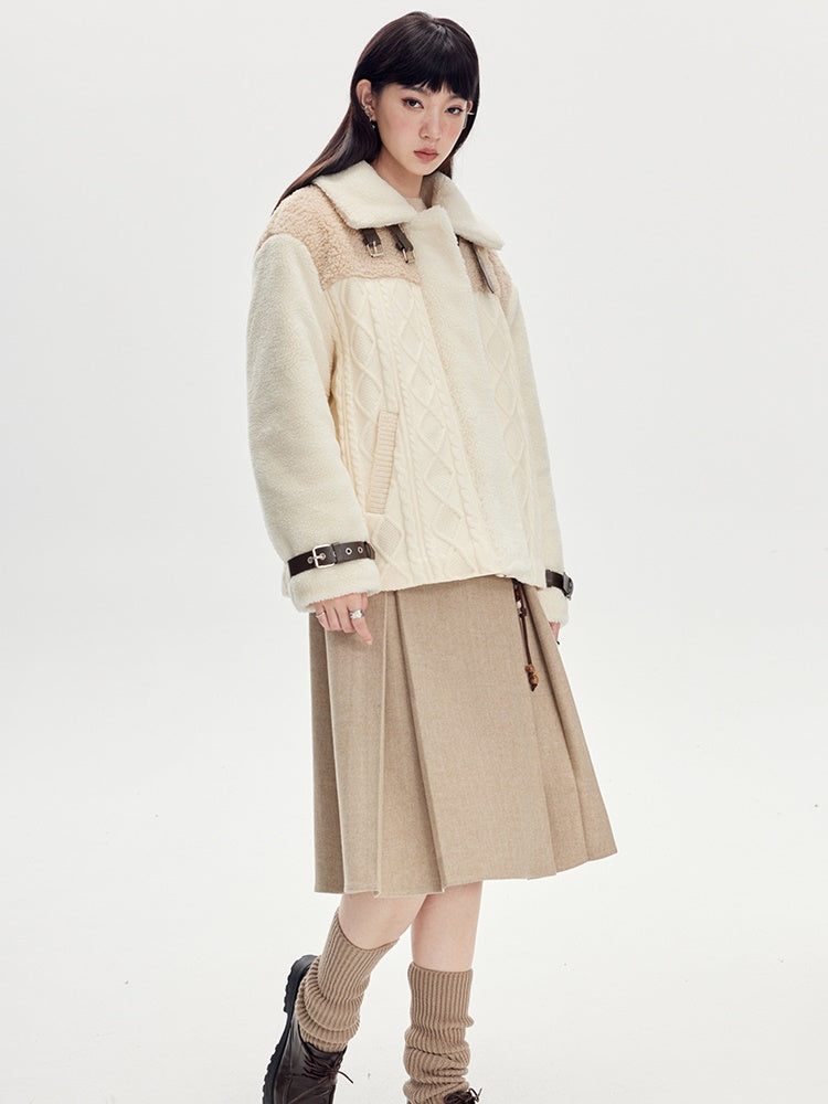 Woolen Pleated Skirt