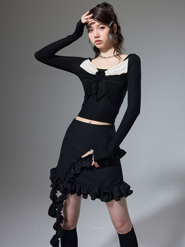 Square Neck Tight-fitting Long-sleeved Bottoming Shirt