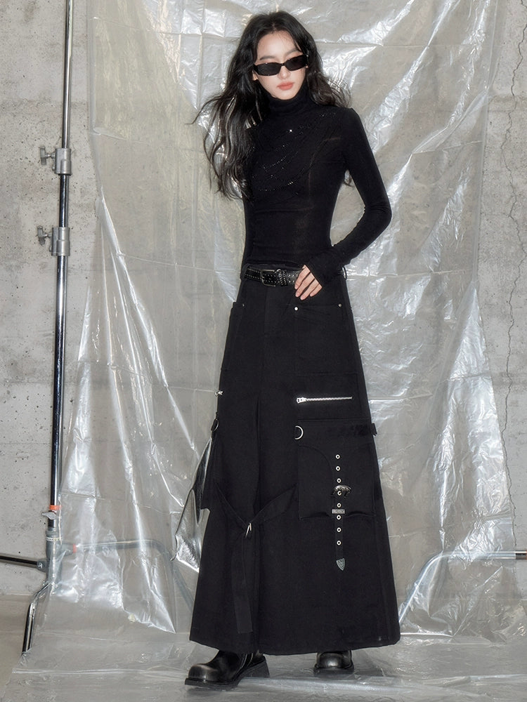 Metal Design Work Long Skirt