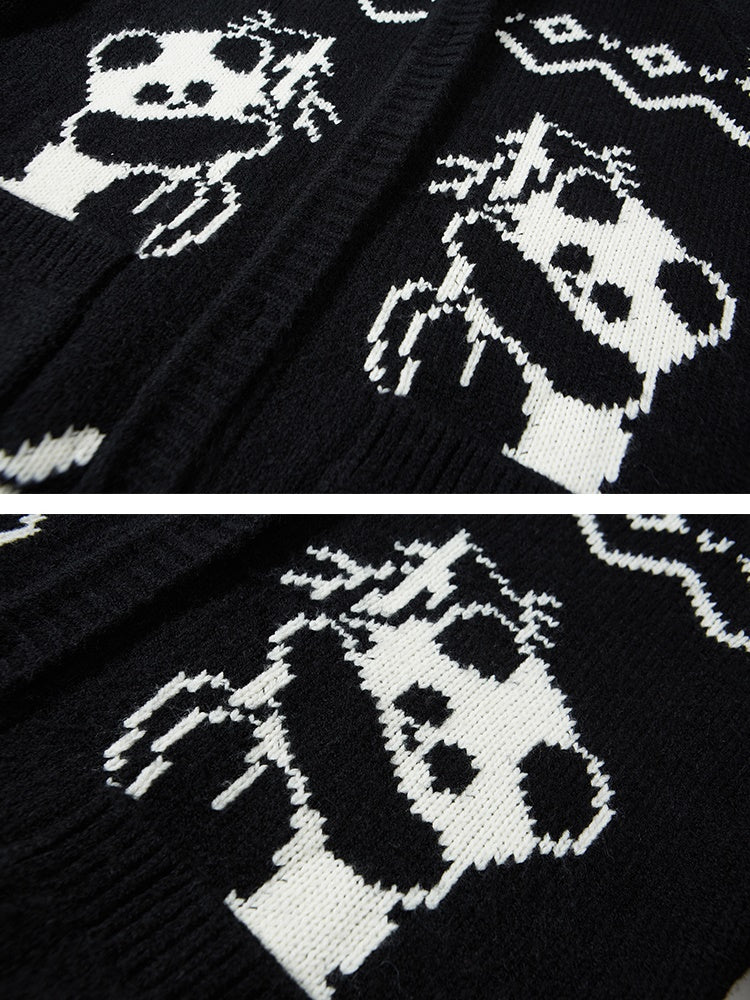 Fair Isle Lazy Panda Knitted Cardigan