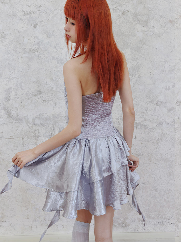 Shiny Glitter Halter Neck Dress