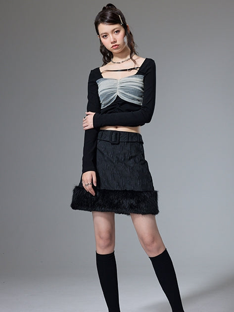 Jacquard Soft Frayed Skirt