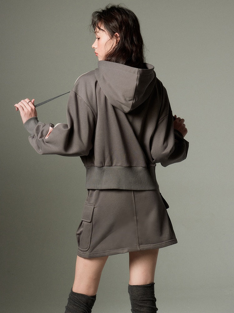 Sports Style ZIP-up Hoodie ï¼?A-Line Skirt