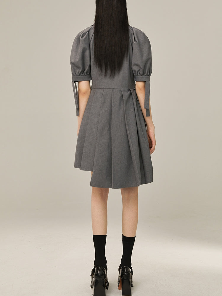 Box Sleeve Pleated Dress