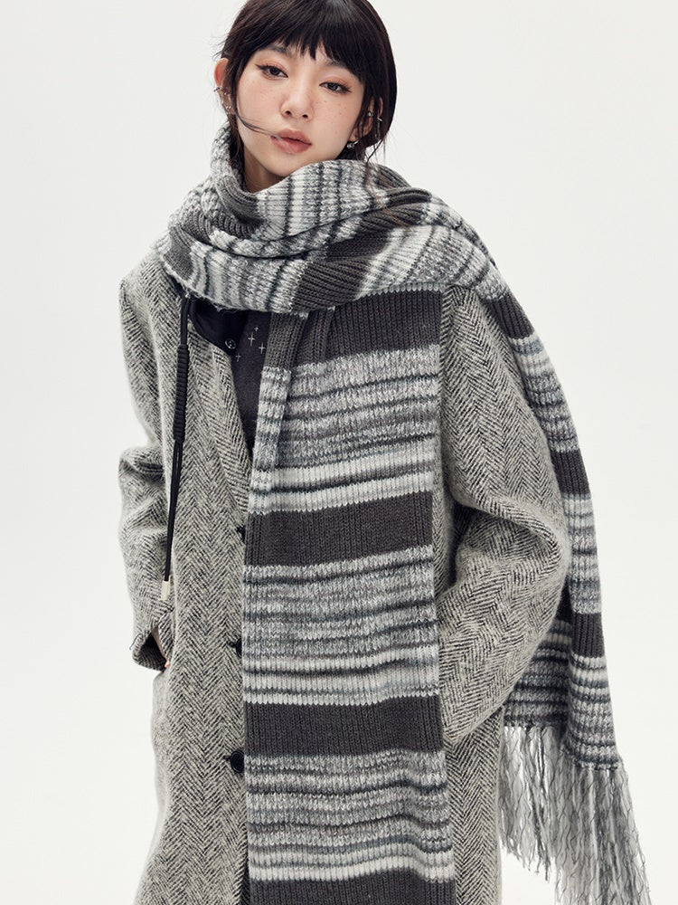 Retro Stripe Knitted Hat & Muffler