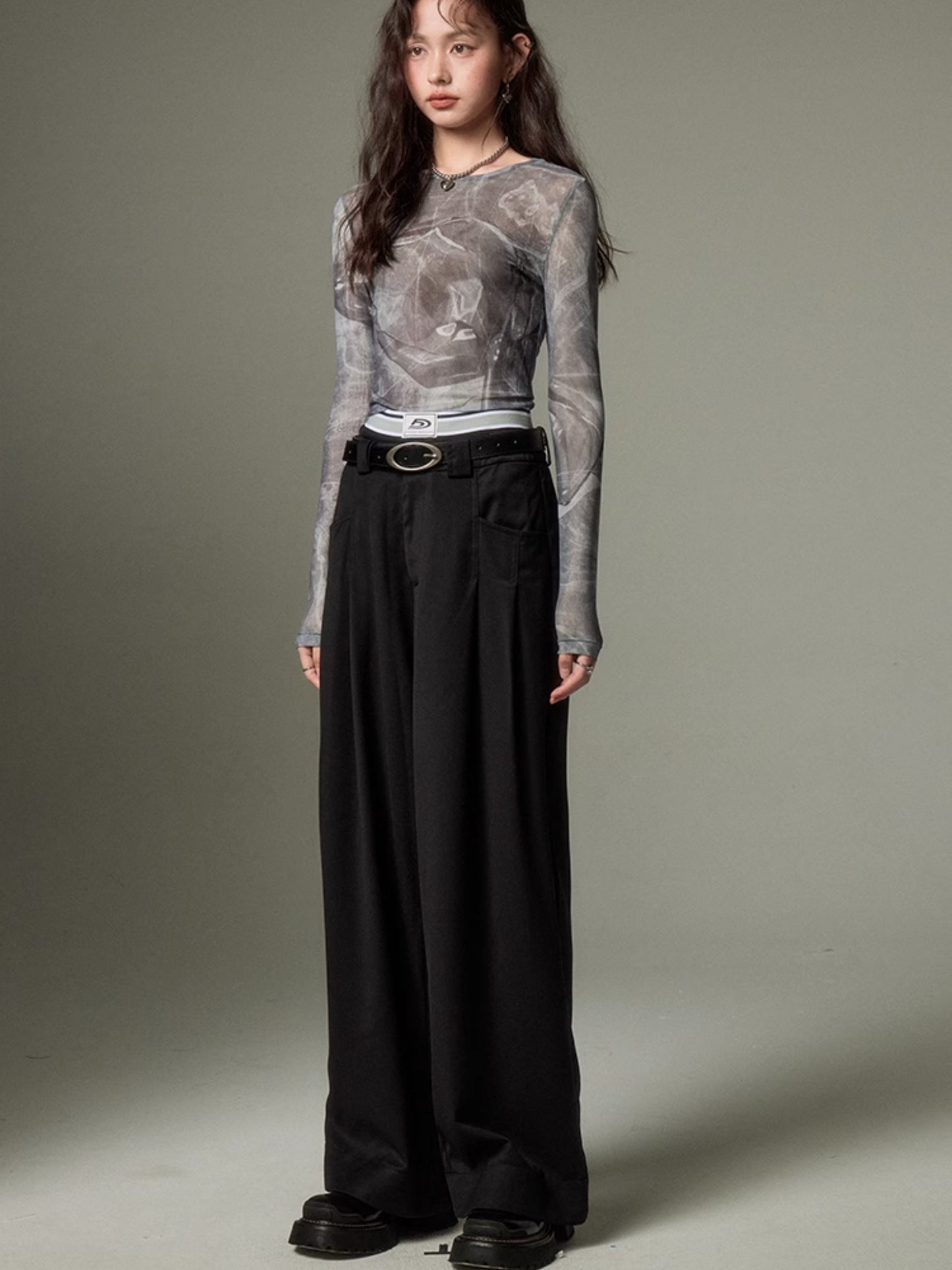 Double Waist Wide Leg Pants