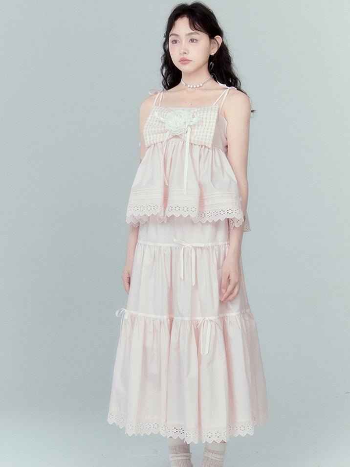 Ribbon Puffy Short Camisole ï¼?Ribbon Cake Skirt