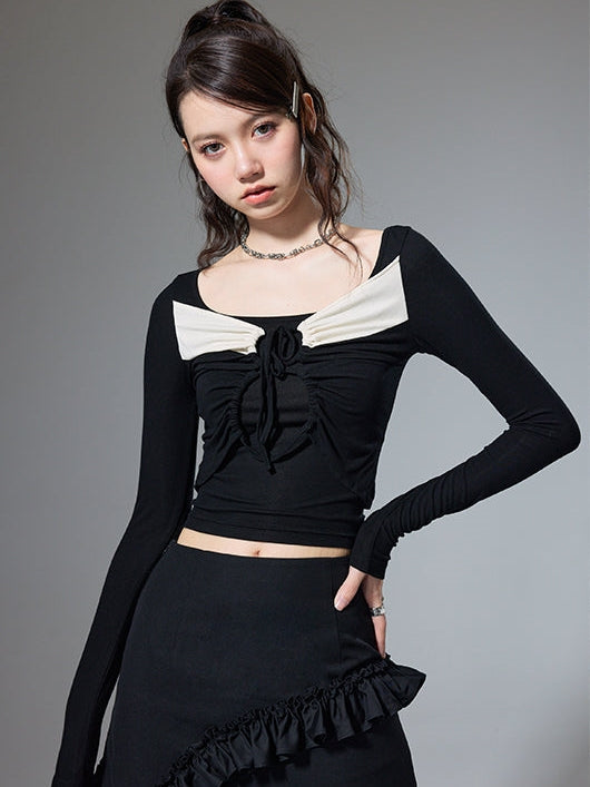 Square Neck Tight-fitting Long-sleeved Bottoming Shirt