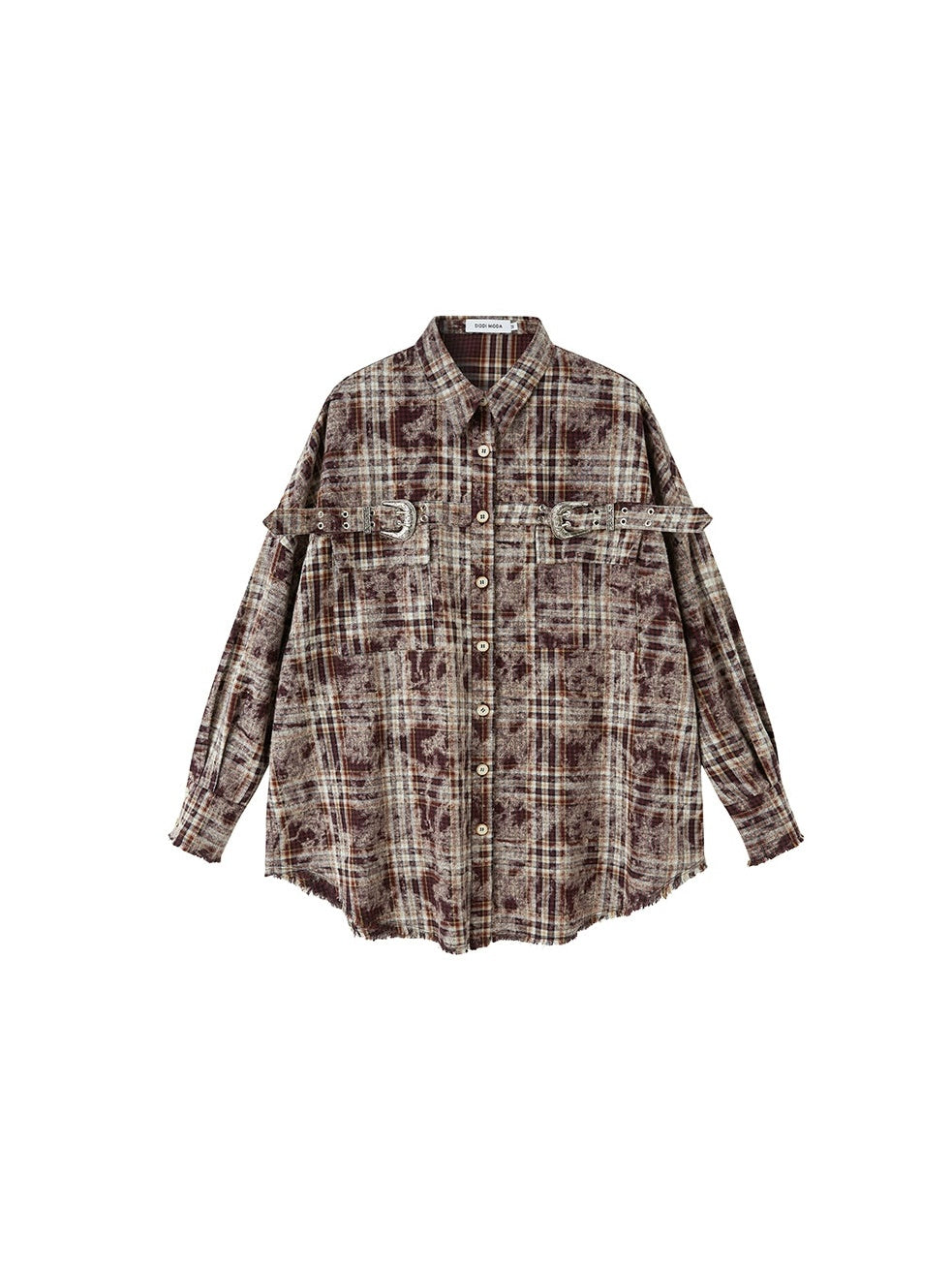 Plaid Loose Long Sleeve Shirt ï¼?Pleated Skirt