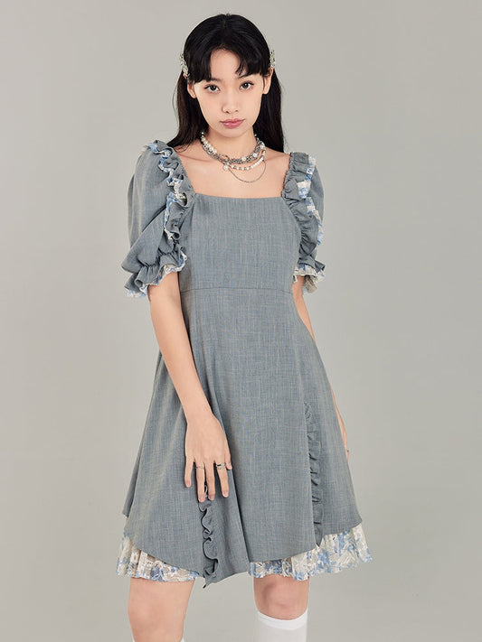 Square Neck Puff Sleeve Dress