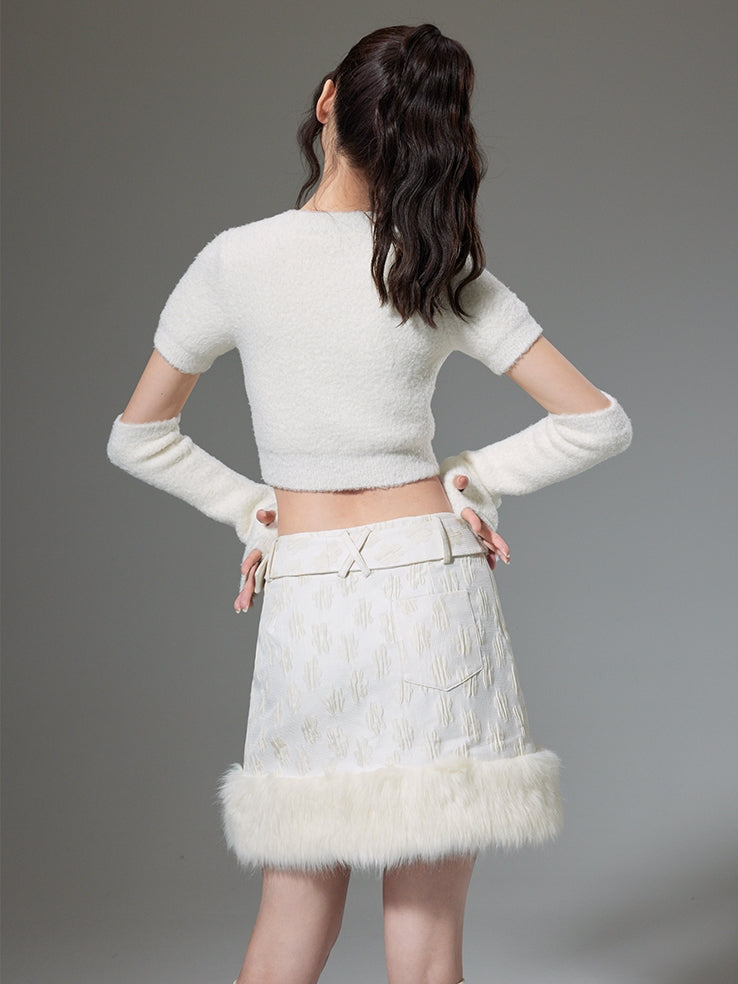 Jacquard Soft Frayed Skirt