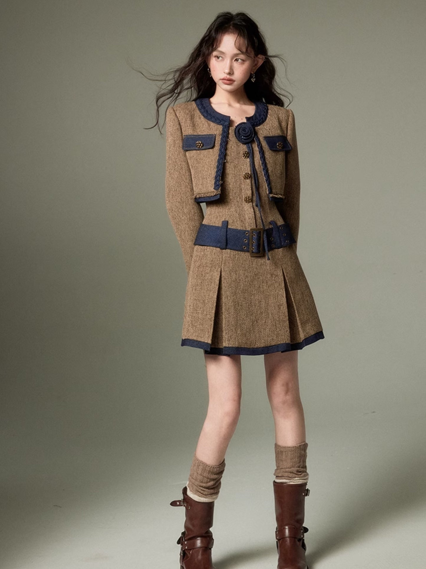 Chic Tweed Short Jacket ï¼?Slip Skirt