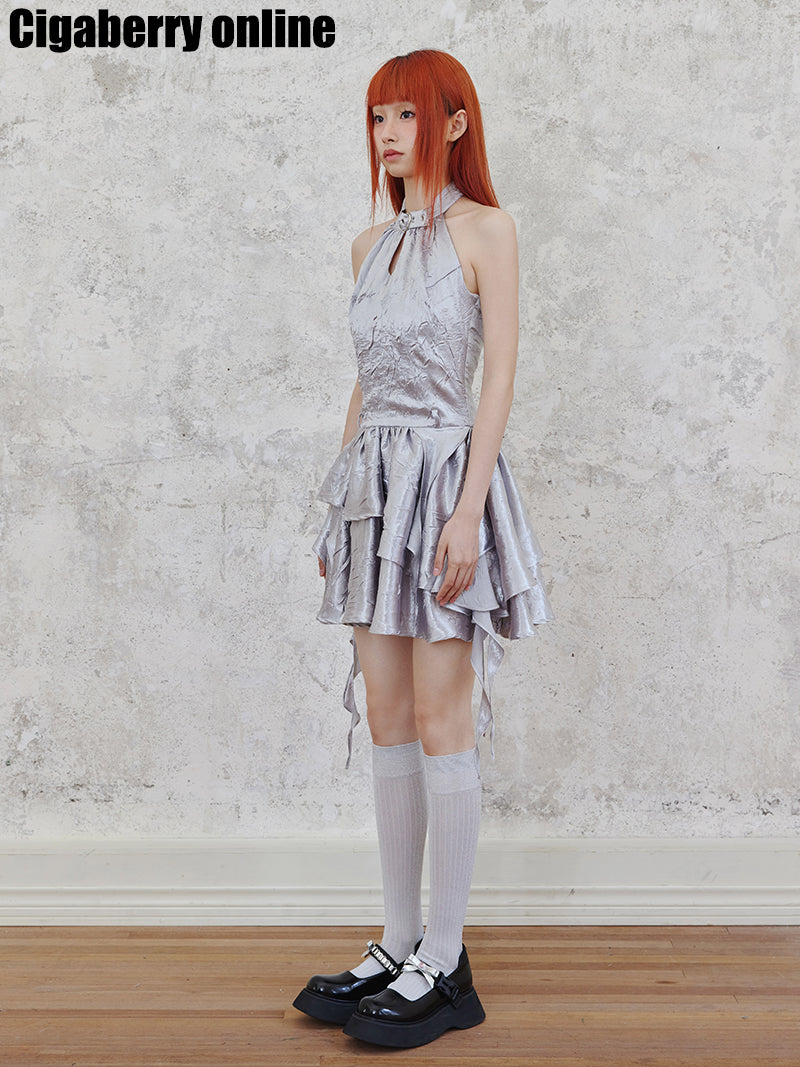 Shiny Glitter Halter Neck Dress