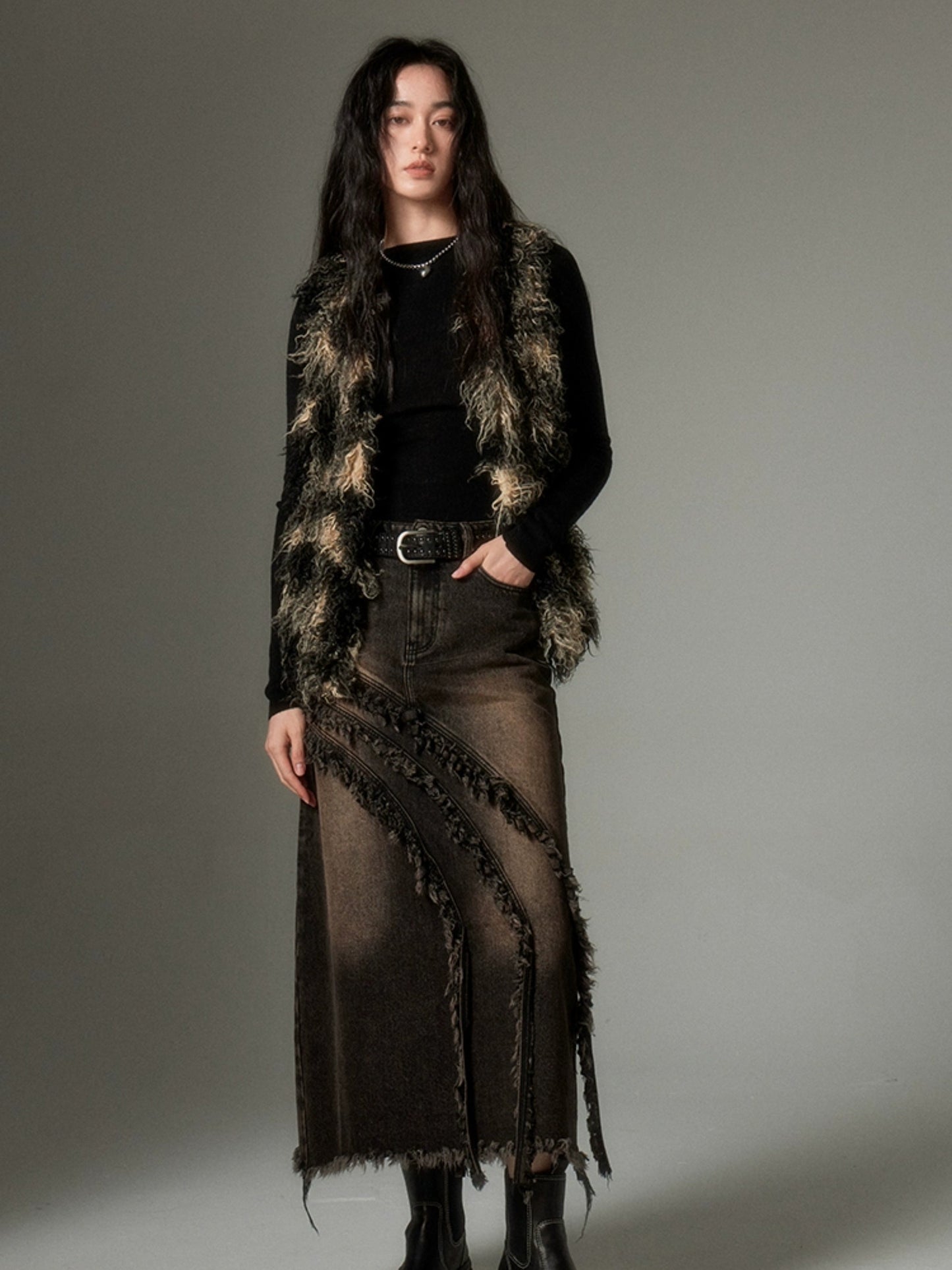 Plush V-neck Fake Fur Vest