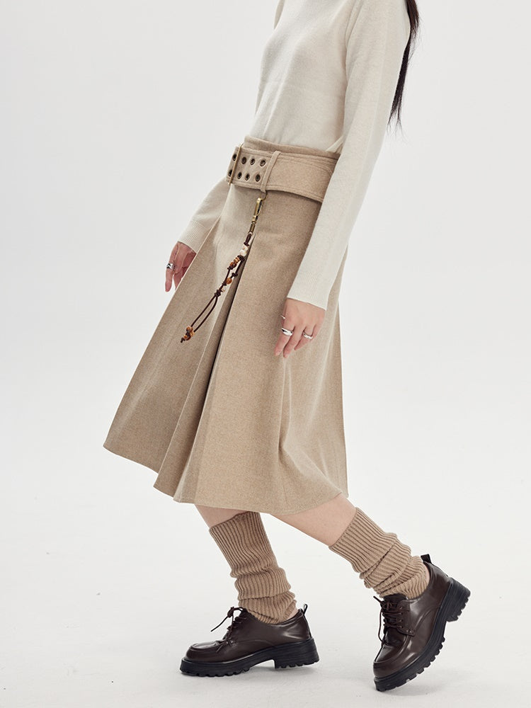 Woolen Pleated Skirt