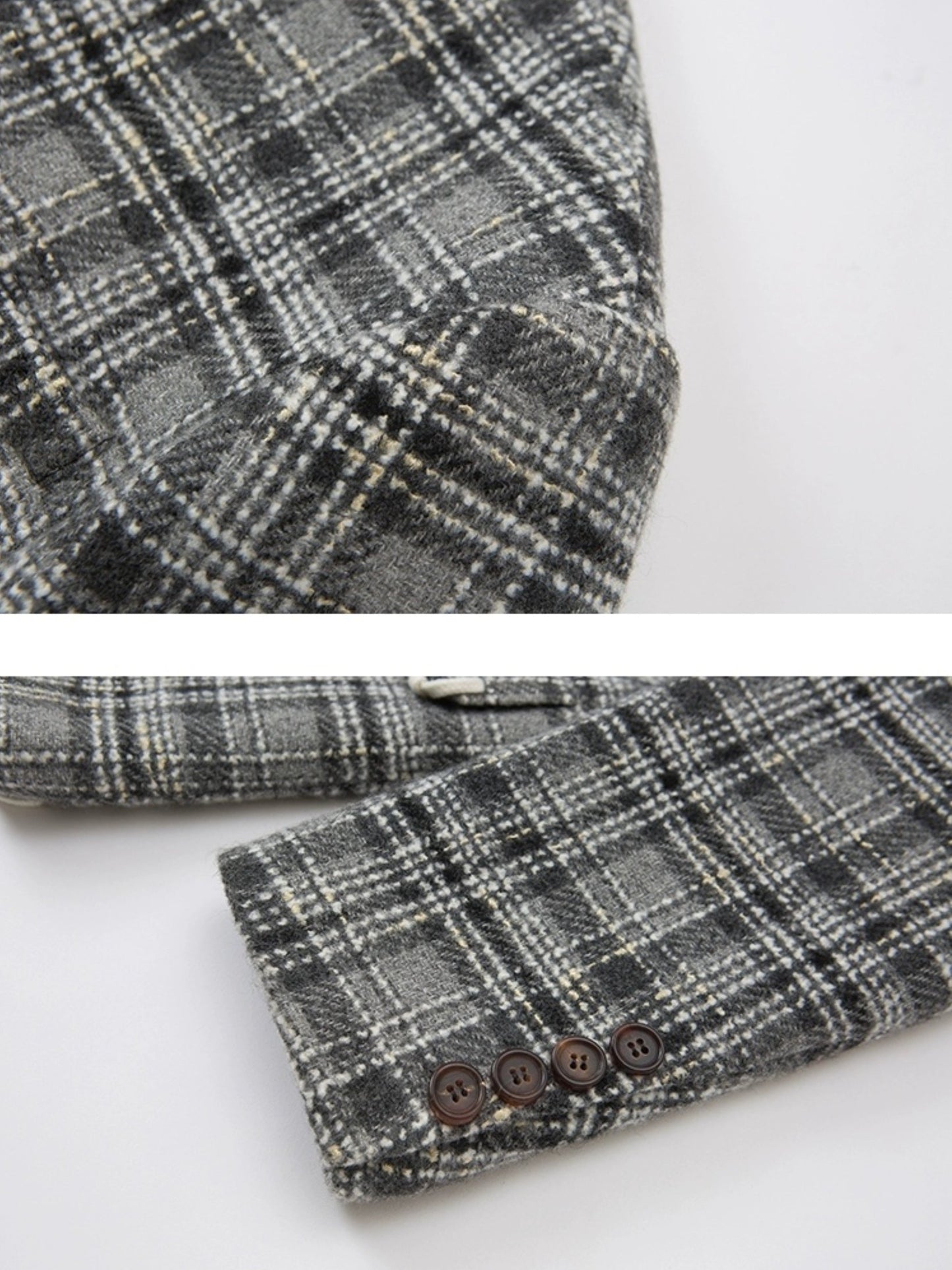 Woven Plaid No-Collar Jacket ï¼?Vest ï¼?Pleated Skirt