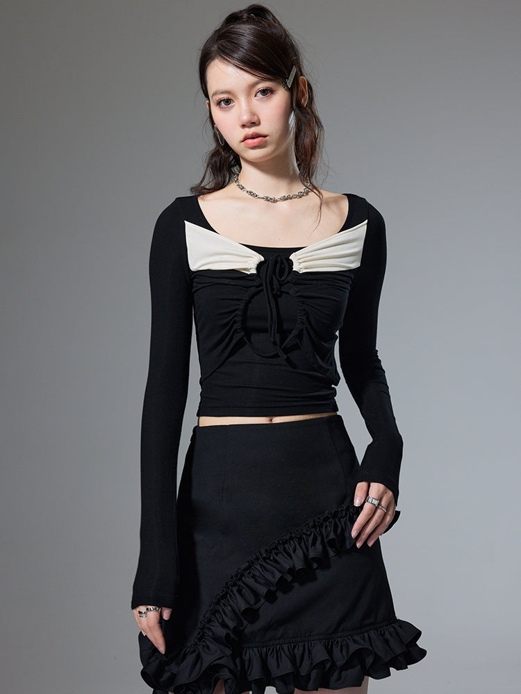 Square Neck Tight-fitting Long-sleeved Bottoming Shirt