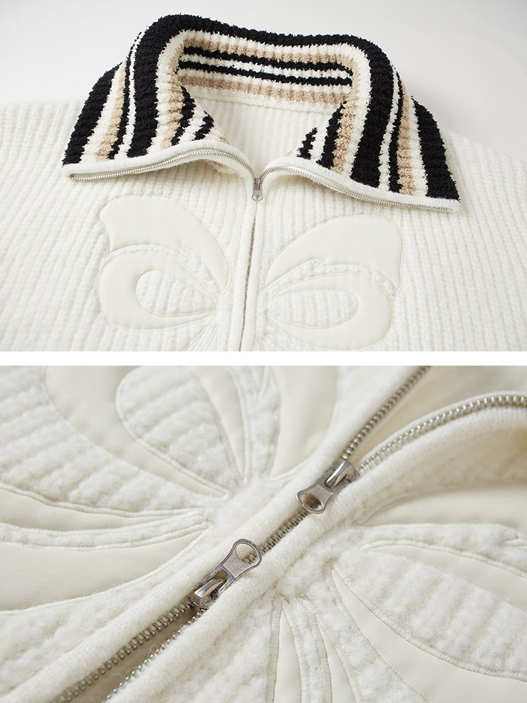 Bow High-neck Knitted Cardigan