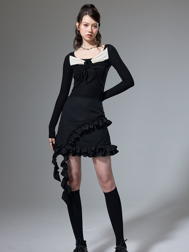 Square Neck Tight-fitting Long-sleeved Bottoming Shirt