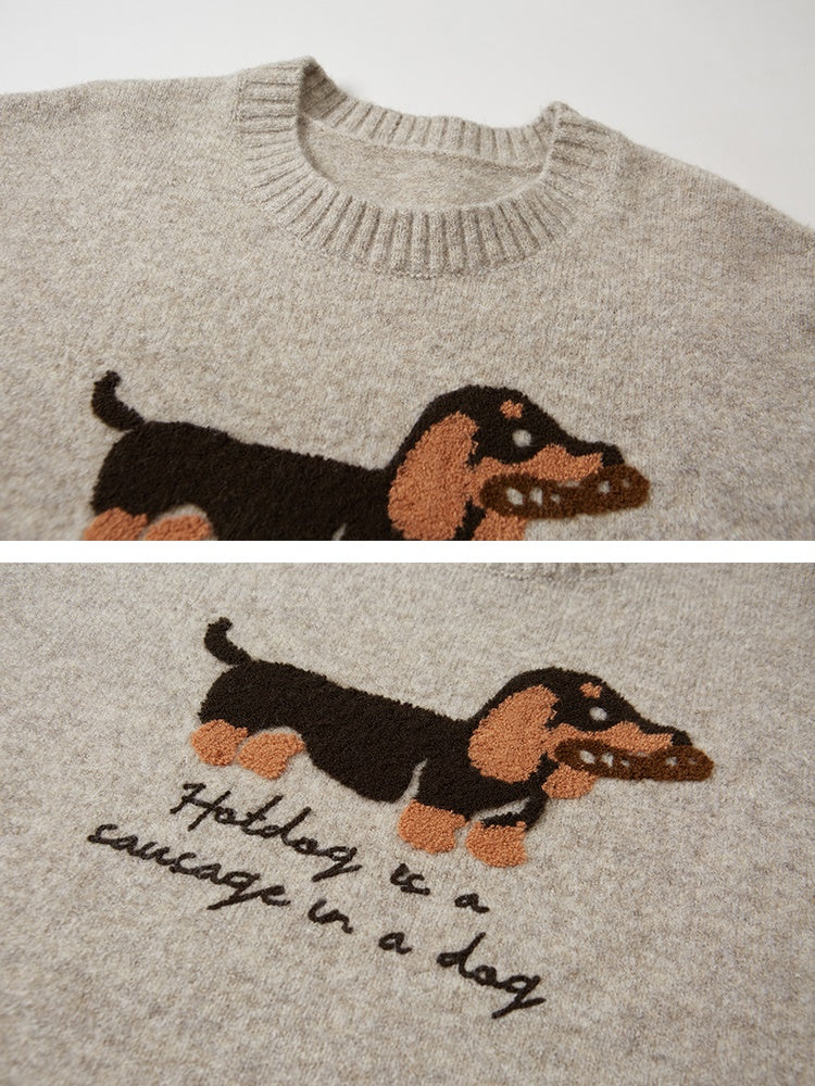 Dog Lazy Round Neck Pullover Sweater