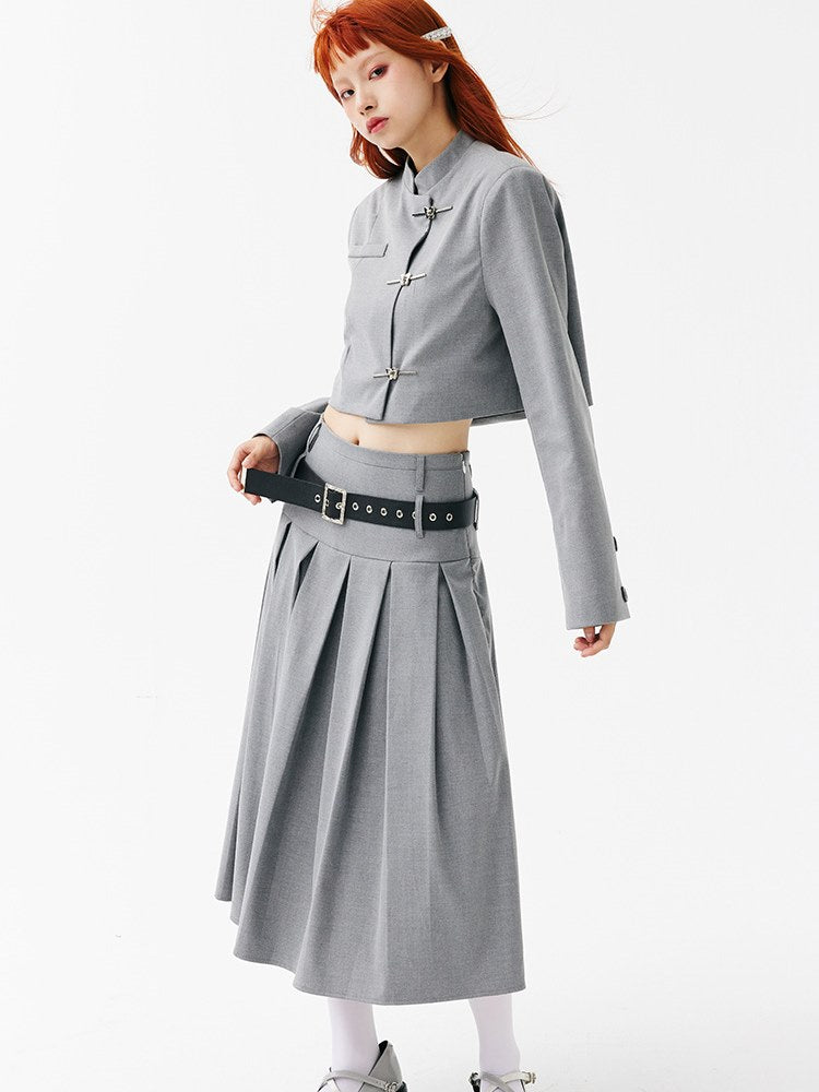 Low-waisted Long Pleated Skirt