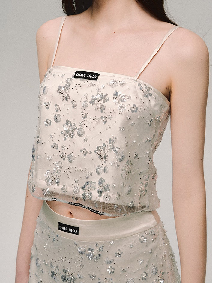 Three-dimensional Sequin Embroidery Camisole ï¼?A-Line Skirt