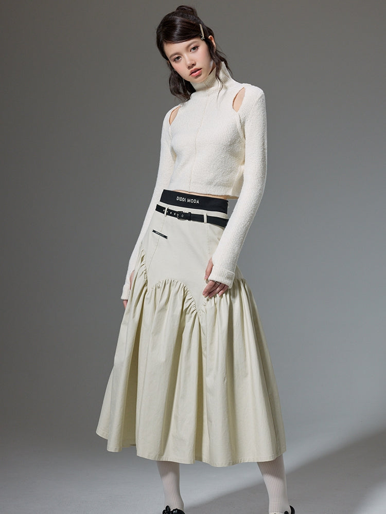 Double Waist Stitching Embroidered Skirt