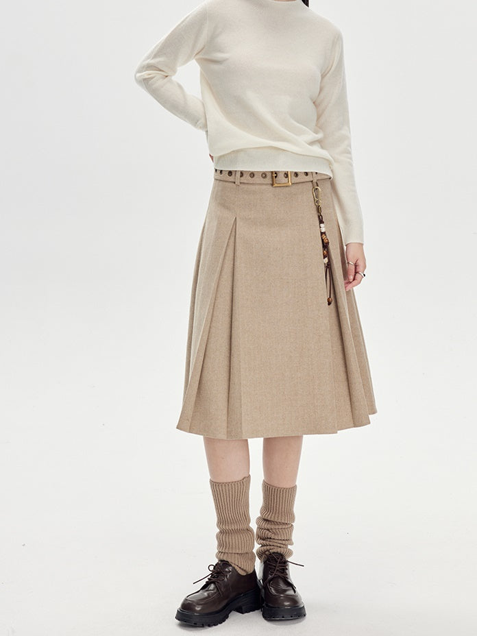 Woolen Pleated Skirt