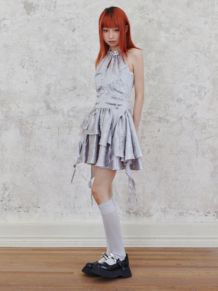 Shiny Glitter Halter Neck Dress