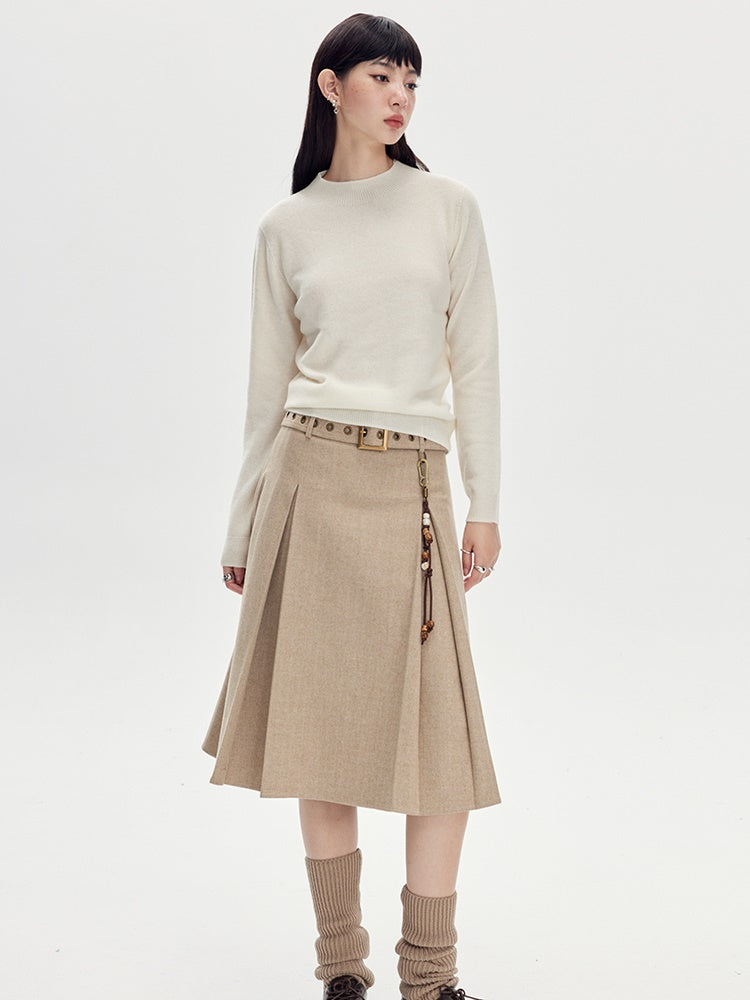 Woolen Pleated Skirt