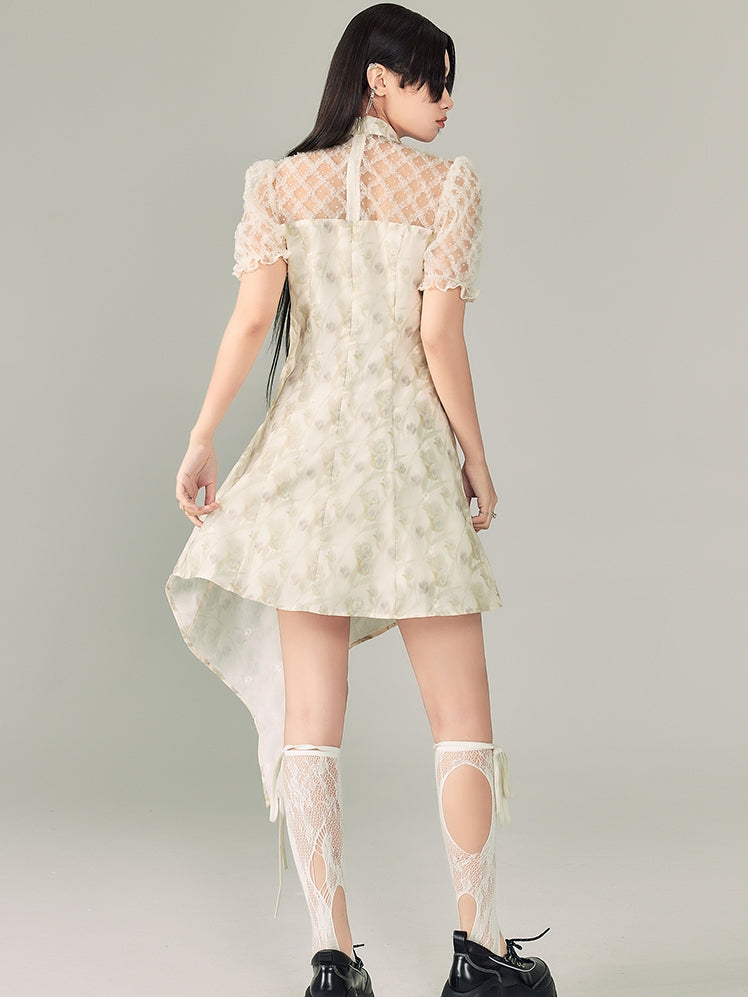 Jacquard Cheongsam Irregular Dress