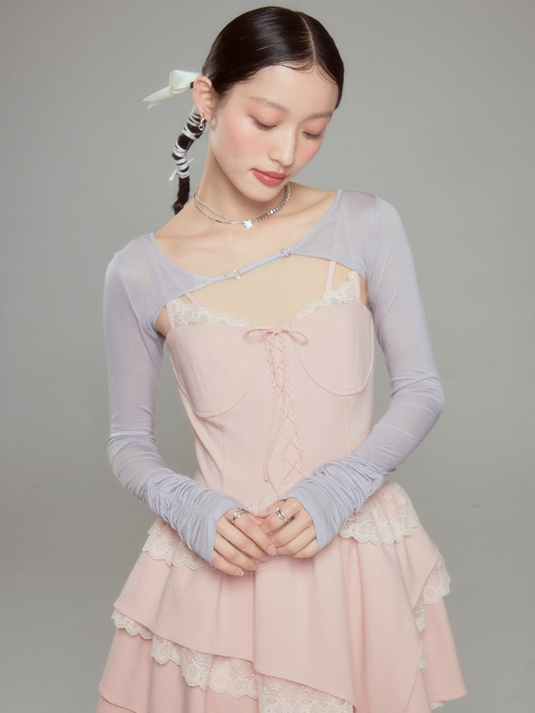 Lace Ballet Suspender Dress ï¼?Sleeve Top