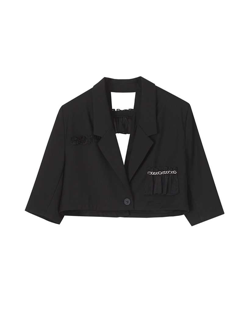 Short-sleeved Cropped Jacket ï¼?High Waist Shorts